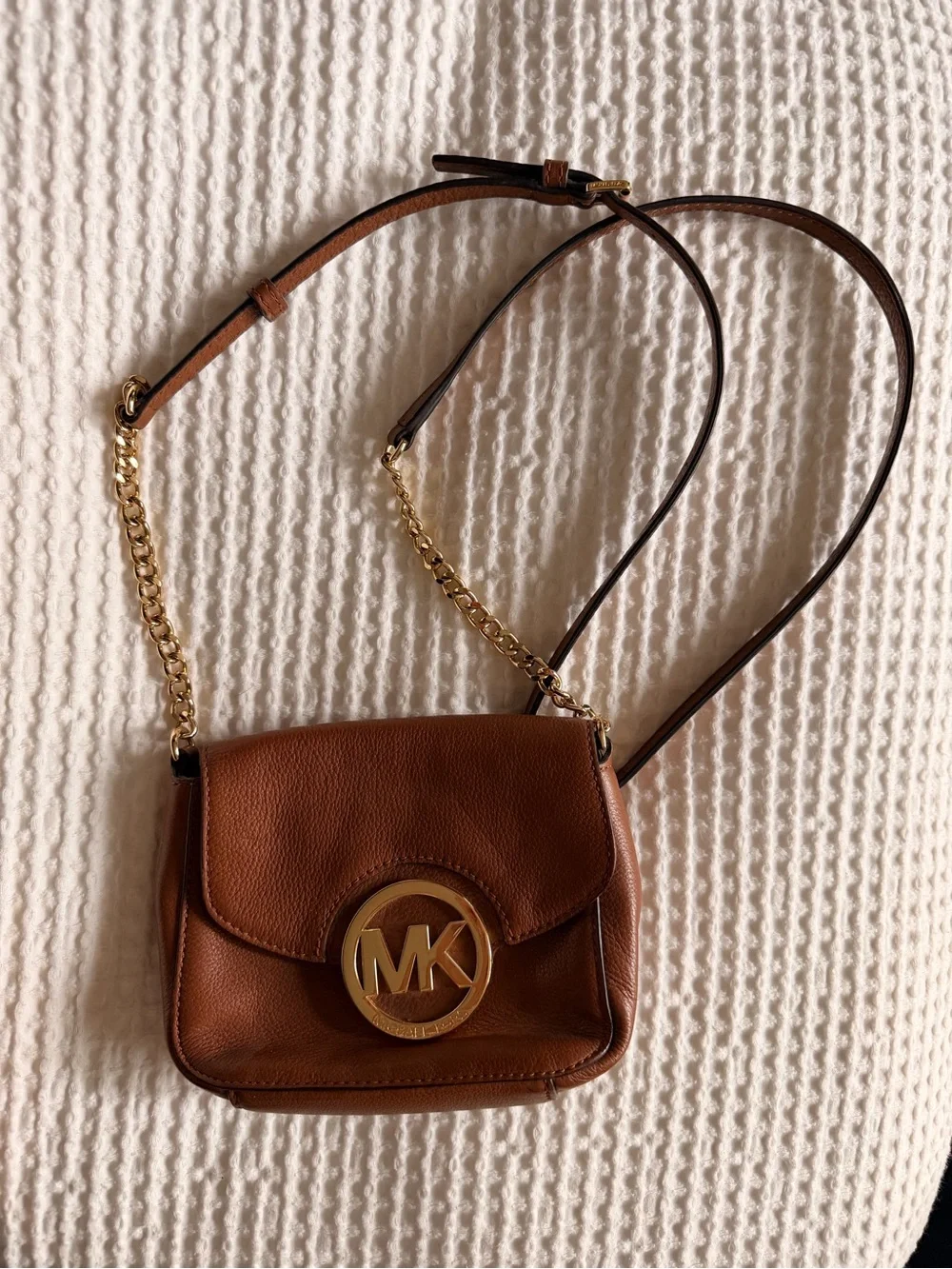 Michael Kors Fulton Small Leather Crossbody Bag - Luggage Brown